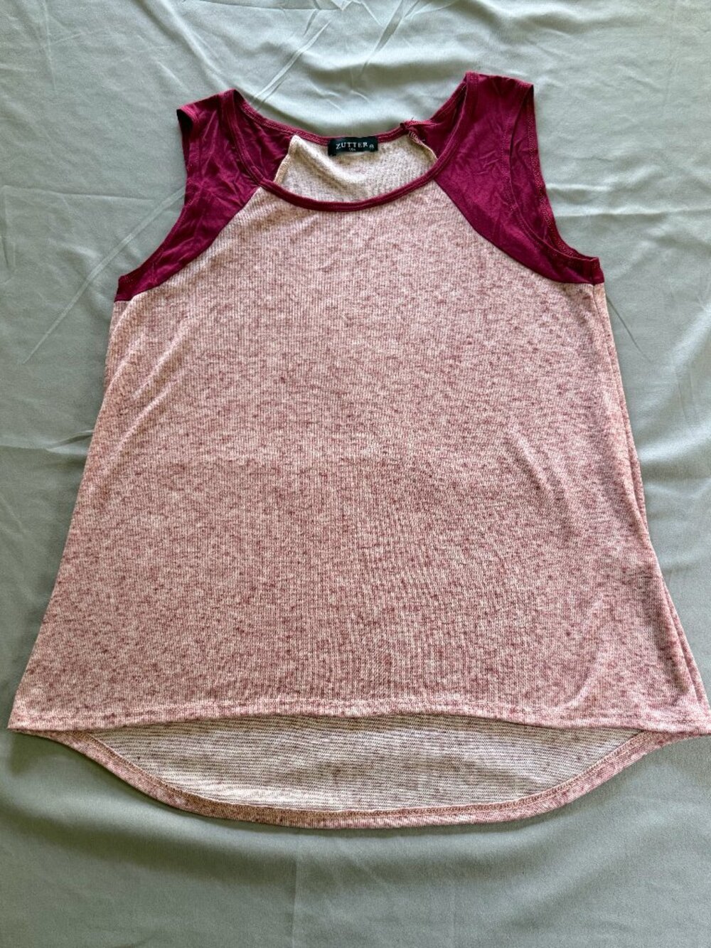 Zutter Women's Color Block Burgundy Red Contrast Tank Top Medium New w/o Tags